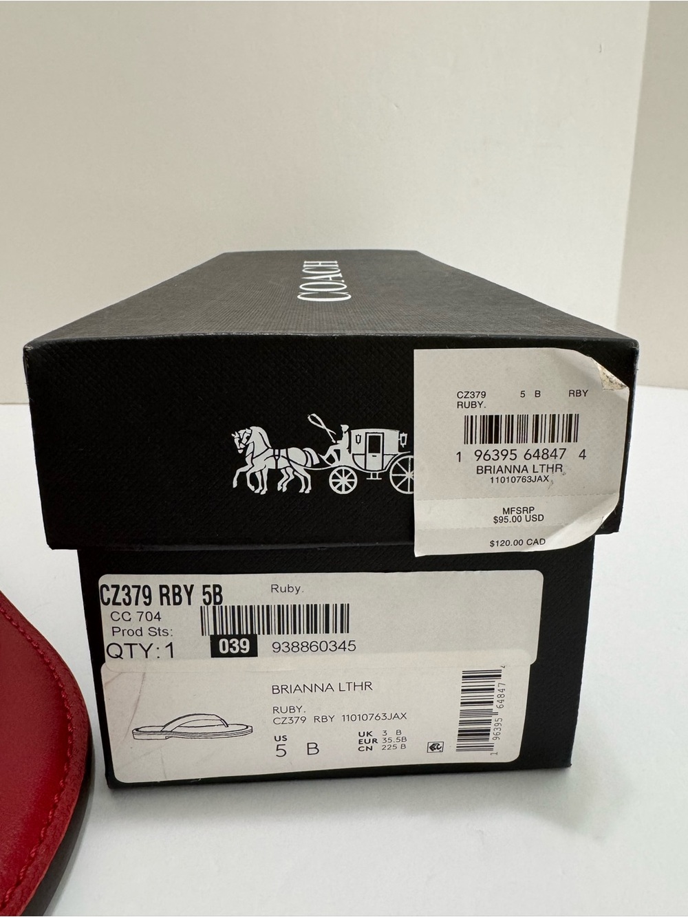 Coach Brianna Ruby Leather Logo Flip Flop Sandals Size 5B CZ379 - Picture 4 of 16